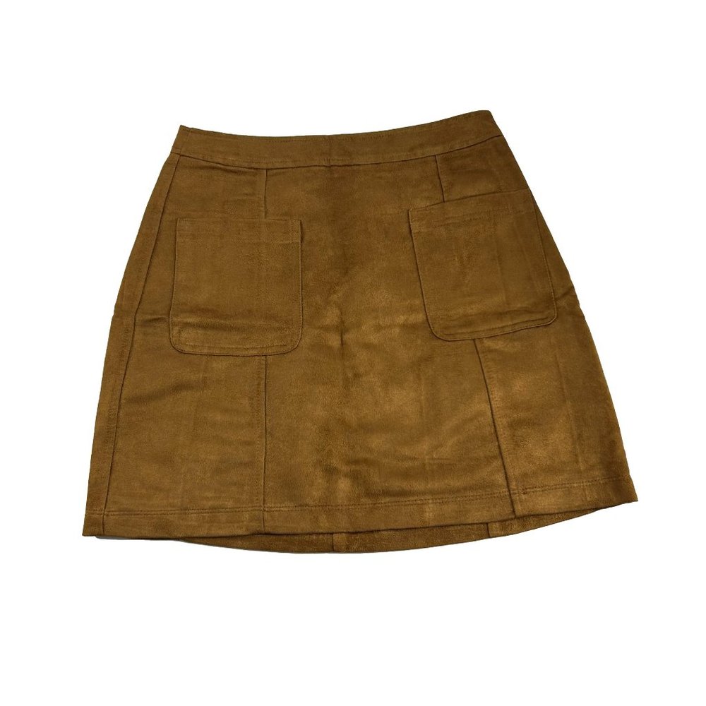 Old Navy Womens Skirt Size 0 Rust Brown Faux Suede Leather Mini A Line